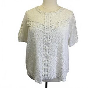 Torrid Women's Size 1, XL, White Lace Cottagecore Short Sleeve Blouse Top